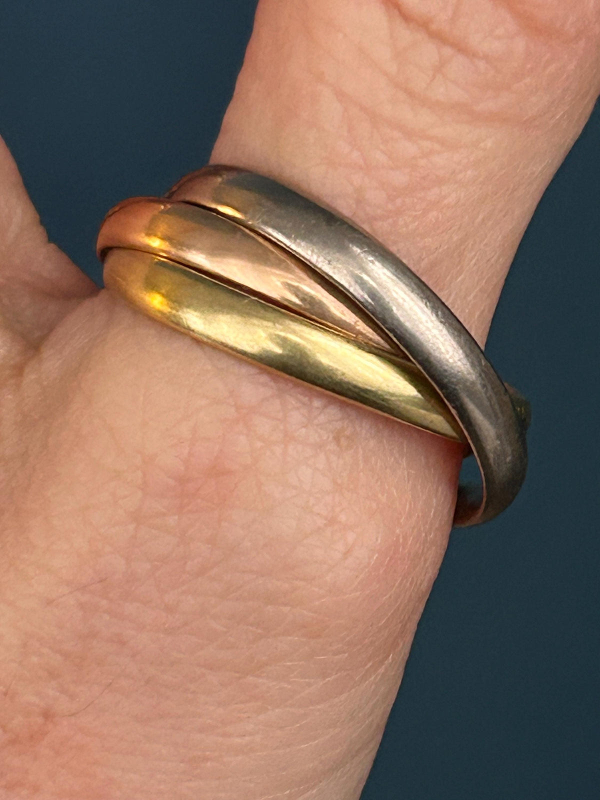 Mid century 1974 18ct gold tri colour russian band, size u / us 10 - Wedding Band