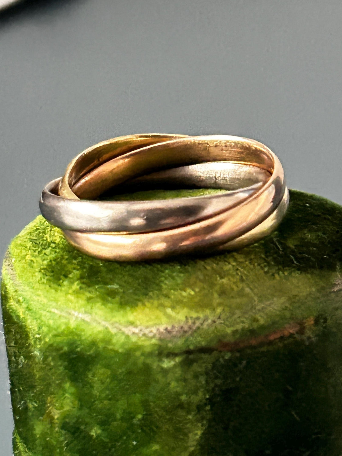 Mid century 1974 18ct gold tri colour russian band, size u / us 10 - Wedding Band