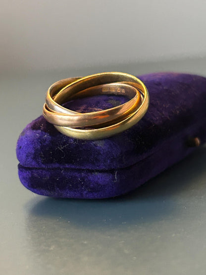 Mid century 1974 18ct gold tri colour russian band, size u / us 10 - Wedding Band