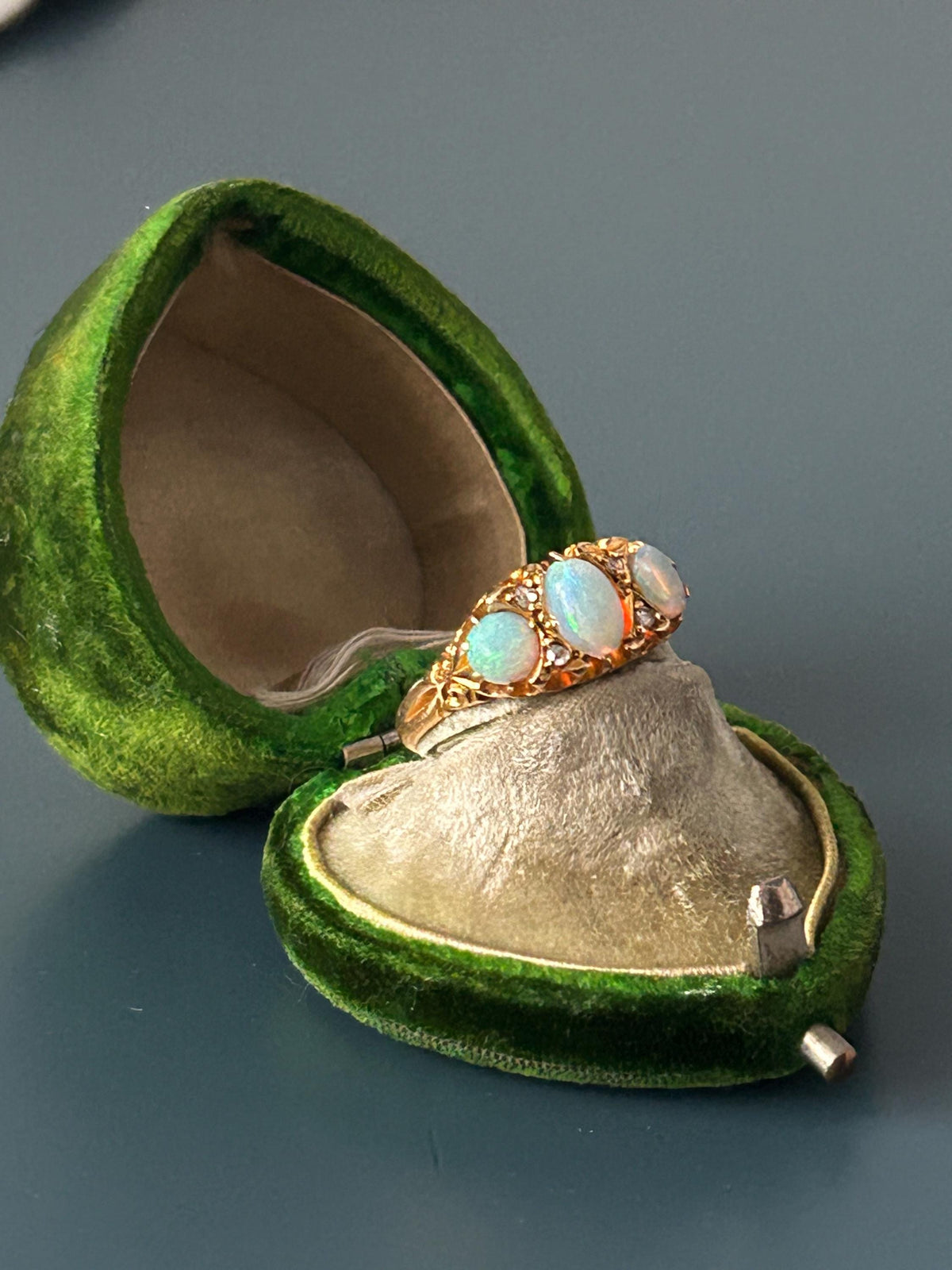 Edwardian Opal and Diamond Trilogy Ring UK N / US 7