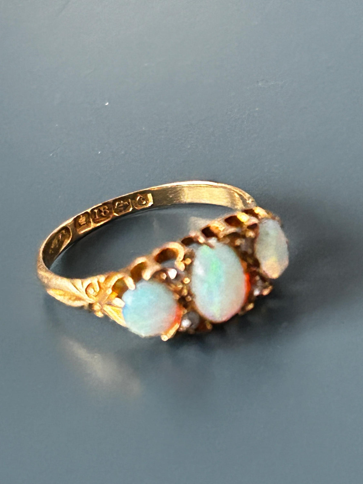Edwardian Opal and Diamond Trilogy Ring UK N / US 7