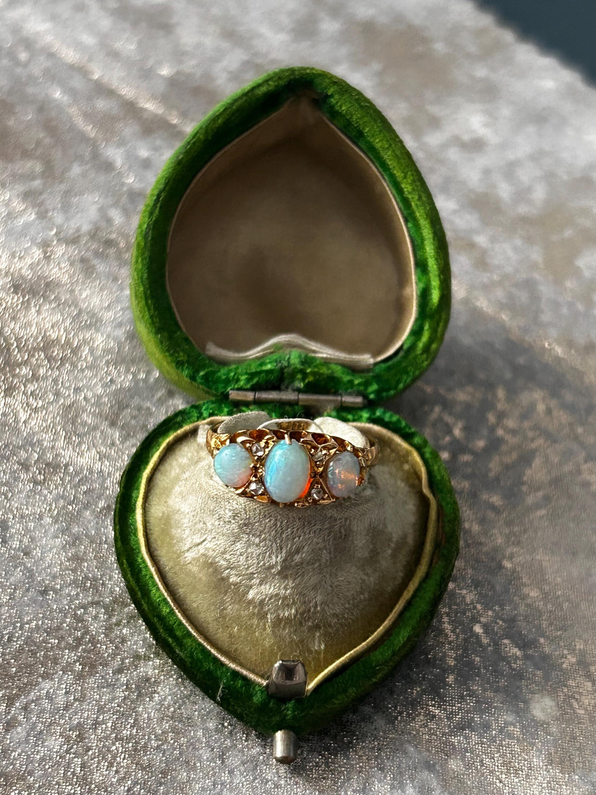 Edwardian Opal and Diamond Trilogy Ring UK N / US 7