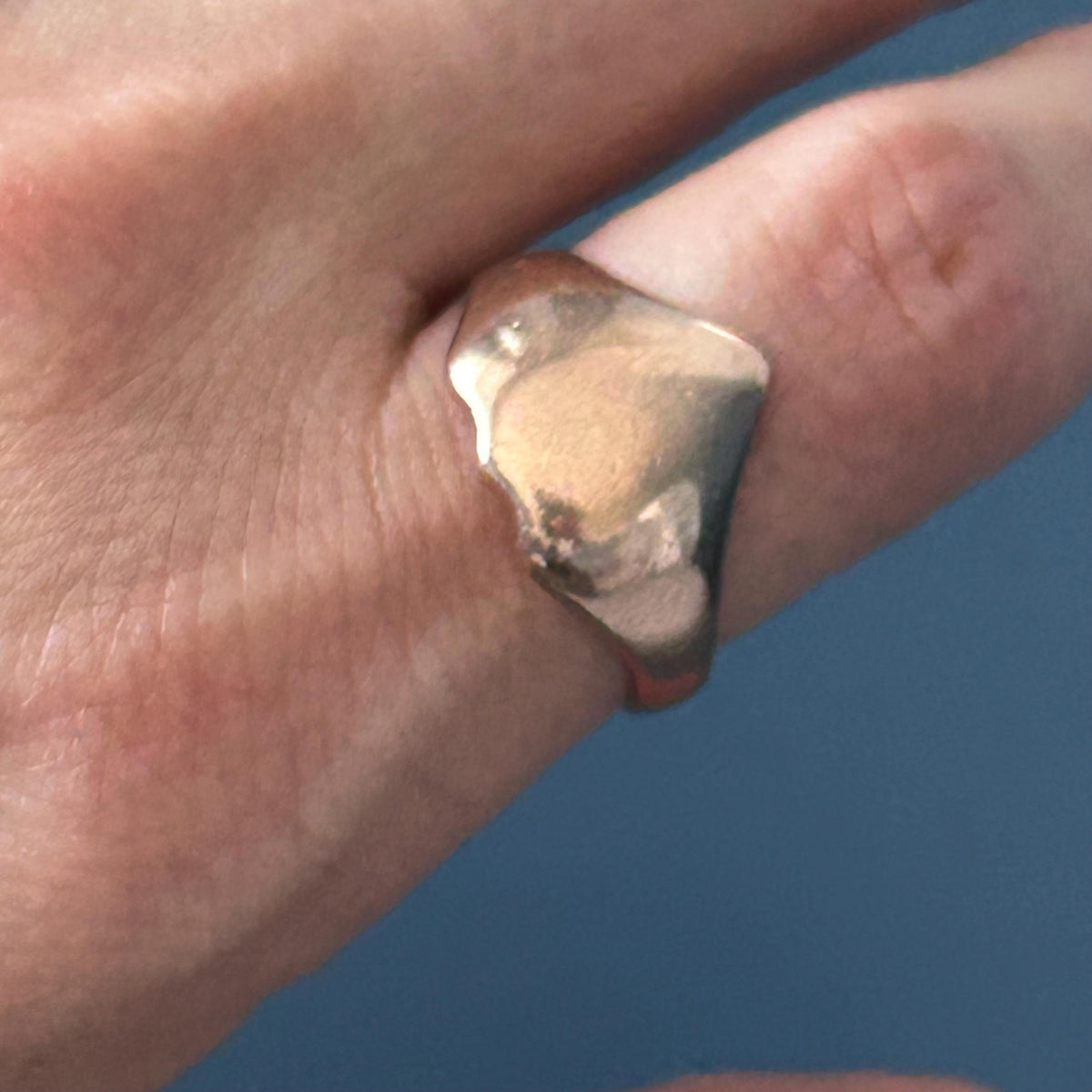 Antique 1920 9ct Rose Gold Solid Shield Ring UK N US 7