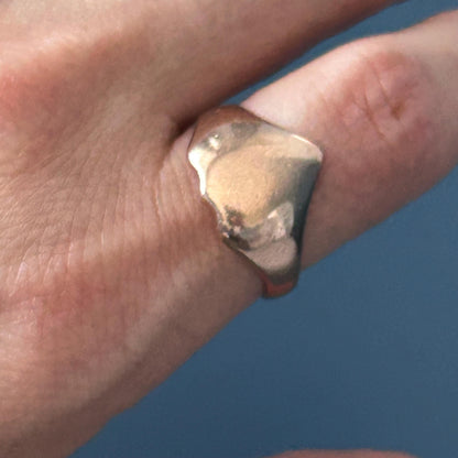 Antique 1920 9ct Rose Gold Solid Shield Ring UK N US 7