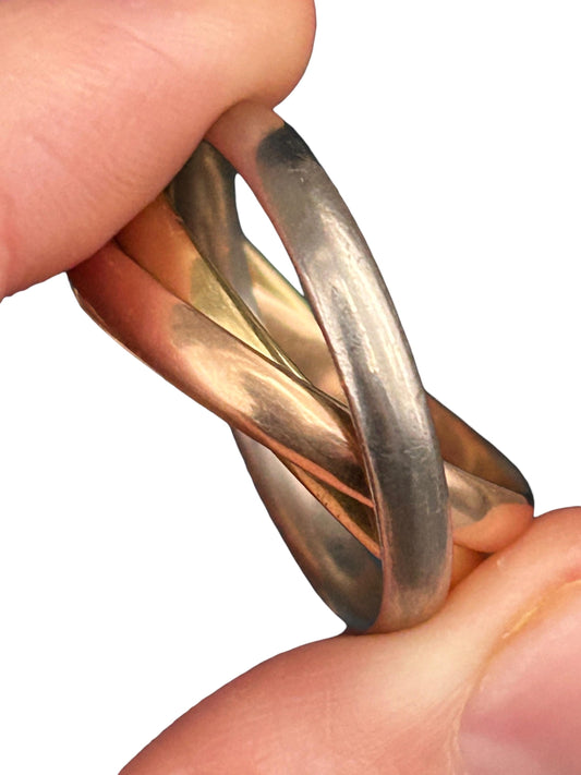 Mid century 1974 18ct gold tri colour russian band, size u / us 10 - Wedding Band