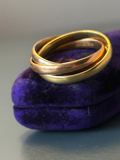 Mid century 1974 18ct gold tri colour russian band, size u / us 10 - Wedding Band