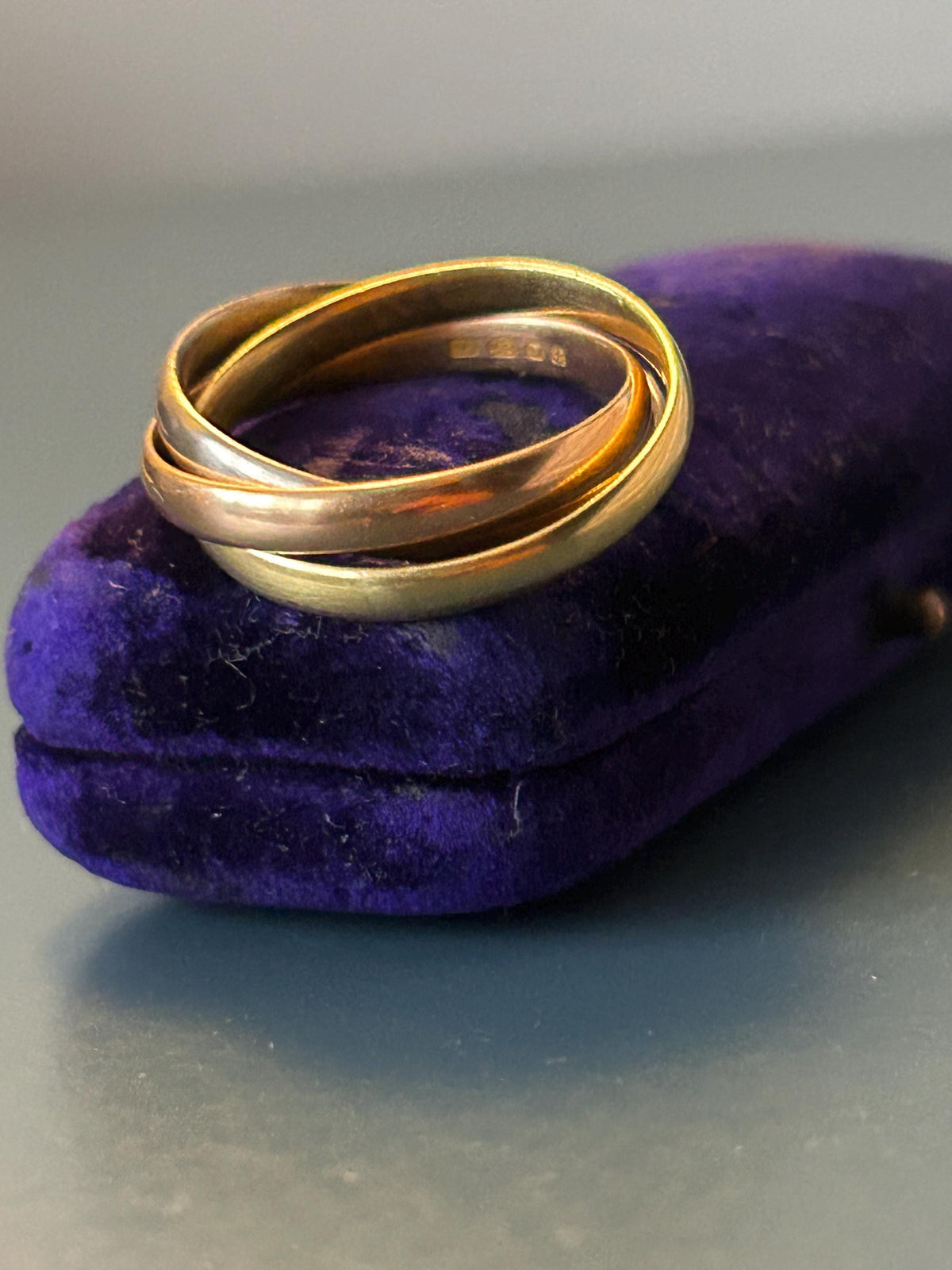 Mid century 1974 18ct gold tri colour russian band, size u / us 10 - Wedding Band