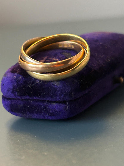 Mid century 1974 18ct gold tri colour russian band, size u / us 10 - Wedding Band