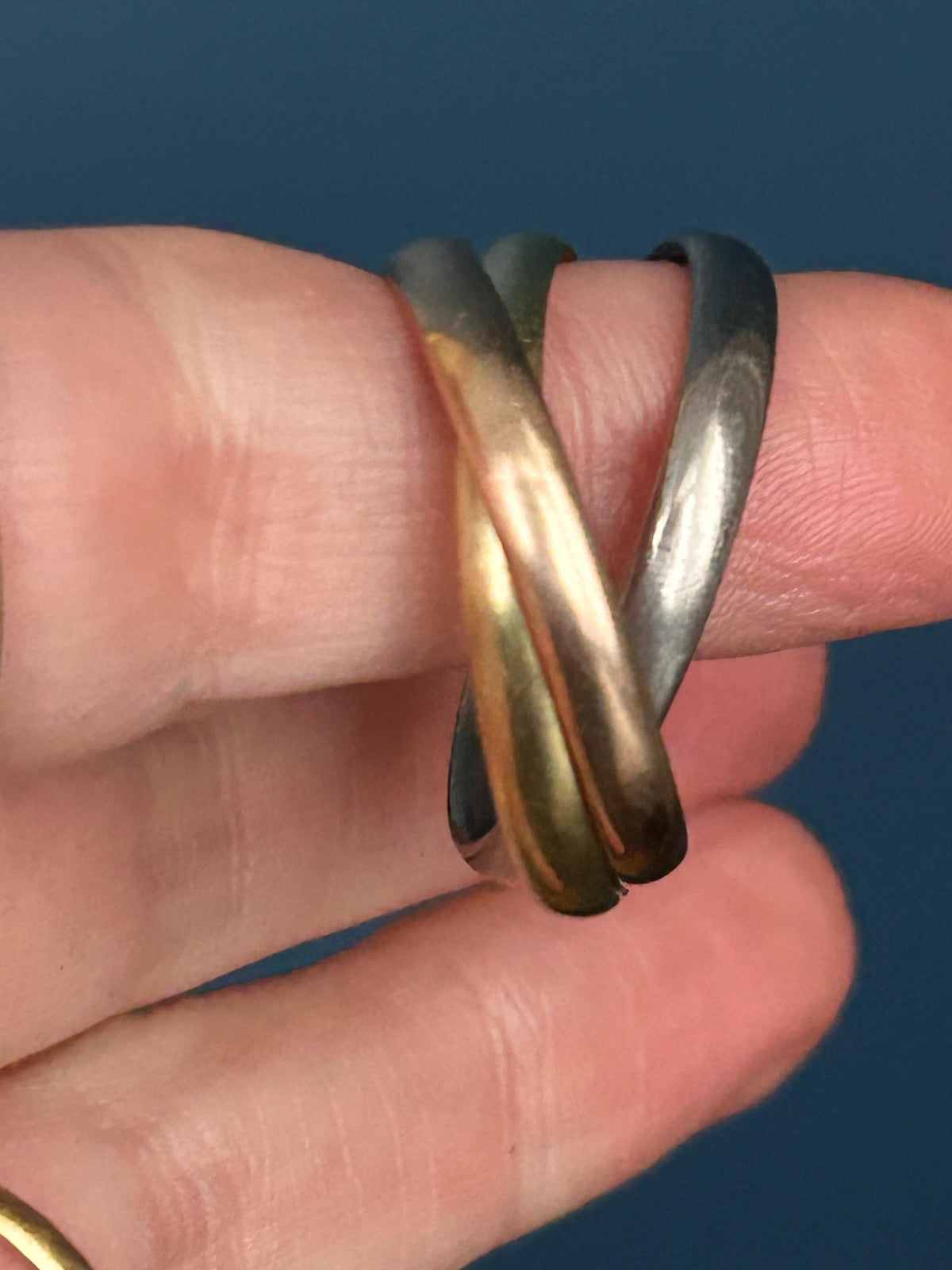 Mid century 1974 18ct gold tri colour russian band, size u / us 10 - Wedding Band