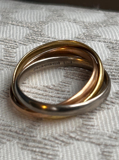 Mid century 1974 18ct gold tri colour russian band, size u / us 10 - Wedding Band