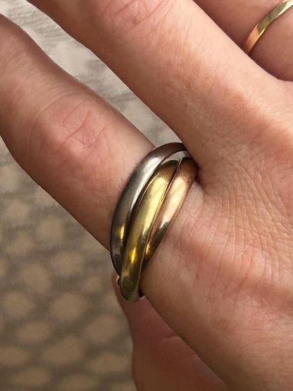Mid century 1974 18ct gold tri colour russian band, size u / us 10 - Wedding Band