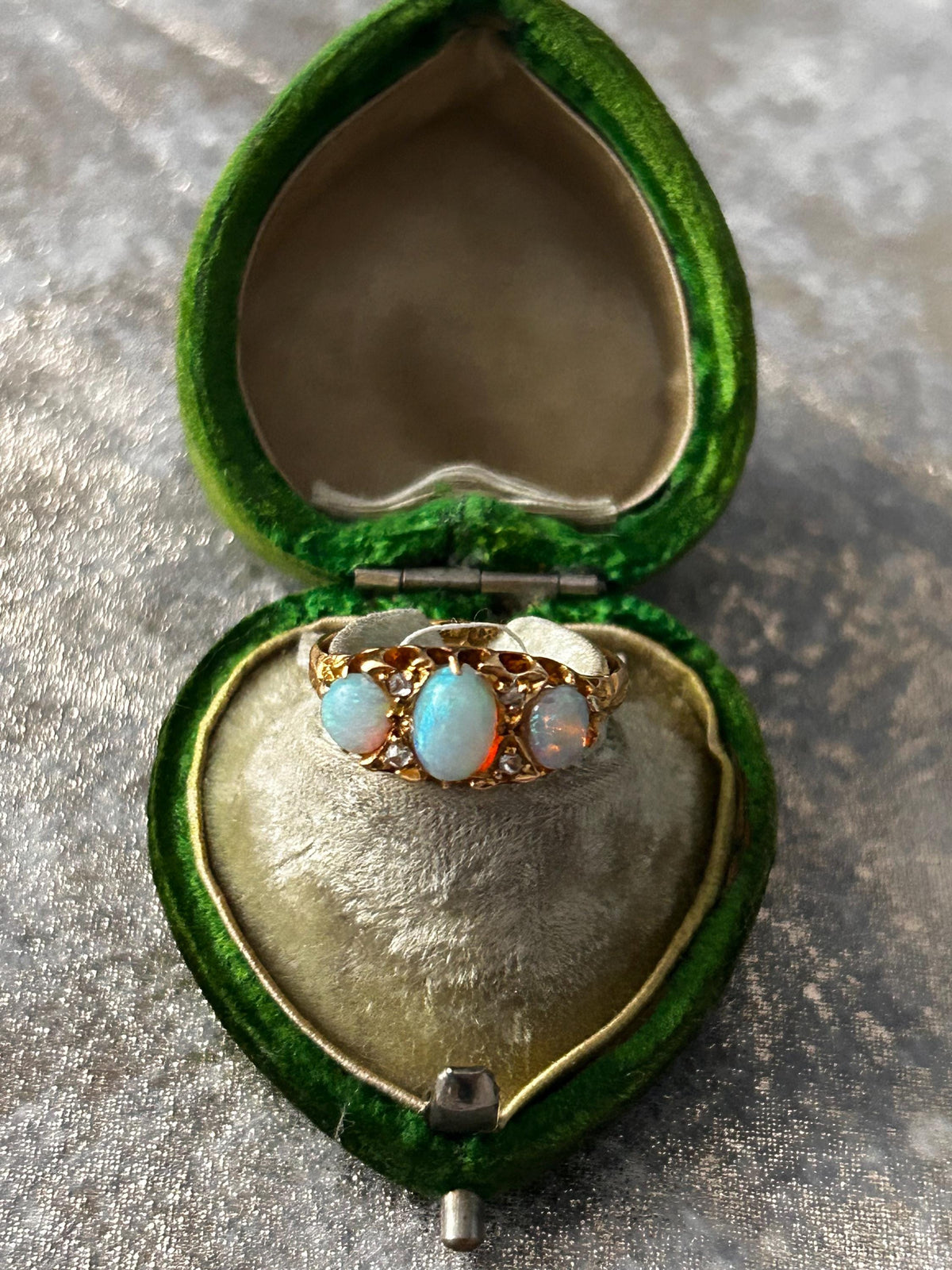 Edwardian Opal and Diamond Trilogy Ring UK N / US 7