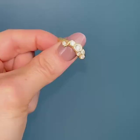 Stunning Vintage Handmade 18ct Solid Gold Eternity Diamond Ring, Unique Artisan 1CT Diamond Jewellery, 70s Statement Heirloom Jewelry - Rare
