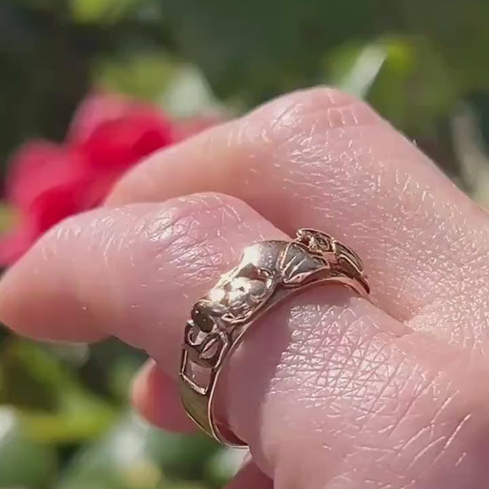 Vintage Early Edition Clogau Tree of Life Ring UK P / US 8 Rose and Yellow 9ct Gold - Welsh Celtic Jewelry