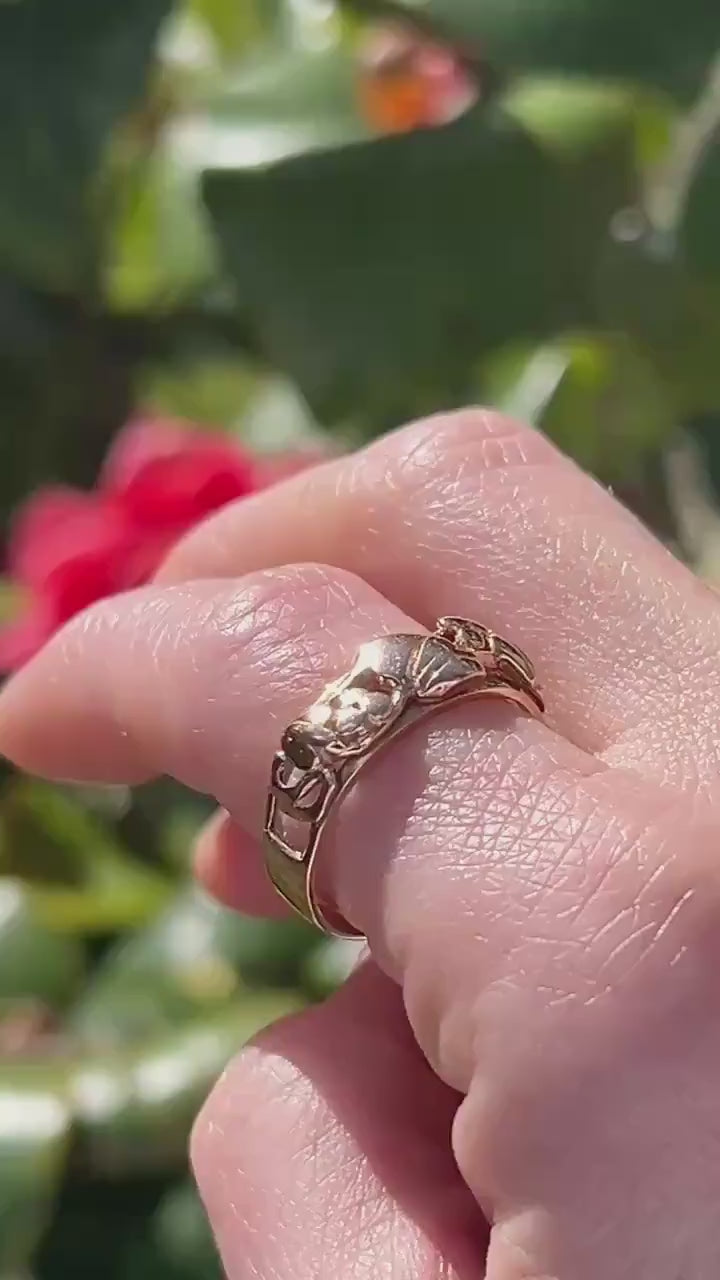 Vintage Early Edition Clogau Tree of Life Ring UK P / US 8 Rose and Yellow 9ct Gold - Welsh Celtic Jewelry