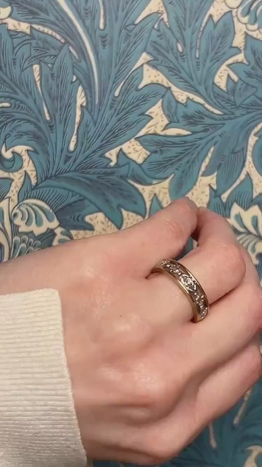 Vintage 9ct Cladagh Heart Ring yellow and white gold Diamond 9ct Gold with inscription. Ring Size N / US 7