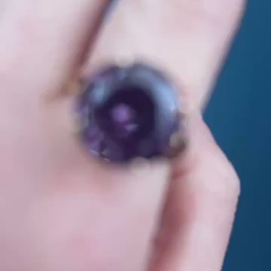 Pre-owned Amethyst 14ct Gold Large Cocktail Ring size M / 6.5