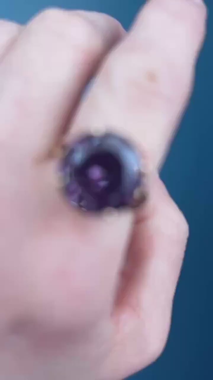 Pre-owned Amethyst 14ct Gold Large Cocktail Ring size M / 6.5