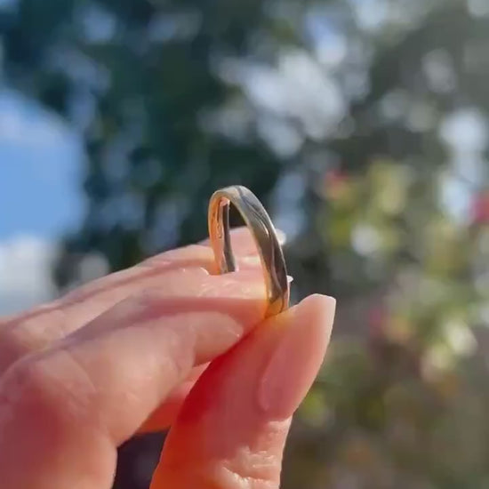 Vintage 18ct Wedding Band, Two-Toned 18K Unusual Wedding Ring, Solid Gold Jewelry, White and Yellow Dainty Band, English Gold Birmingham