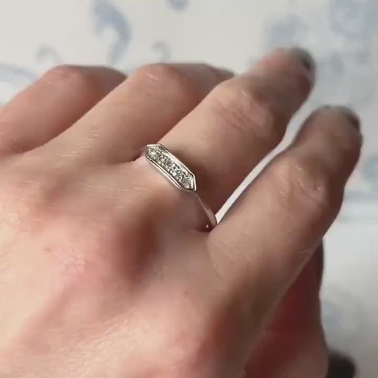 Genuine Art Deco 1920s White Gold and Platinum Diamond Ring, 18ct White Gold Antique Jewellery, Elegant Band, Jewelry for her, Stacking Ring