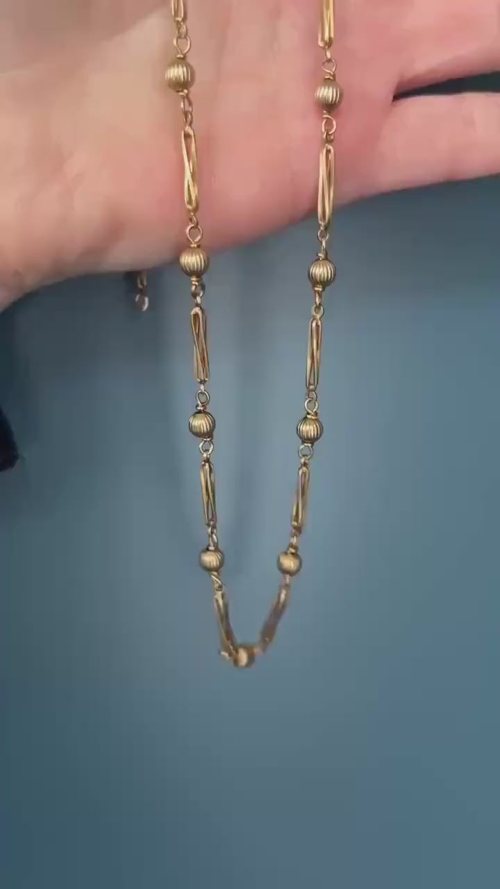 Vintage Fancy Chain 9ct Gold - Mixed Link 18" chain 1980s