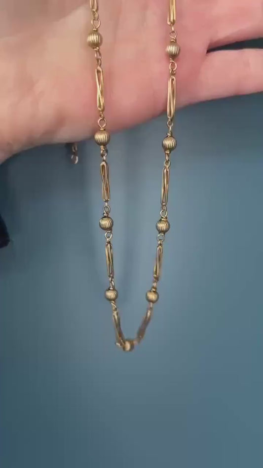 Vintage Fancy Chain 9ct Gold - Mixed Link 18" chain 1980s