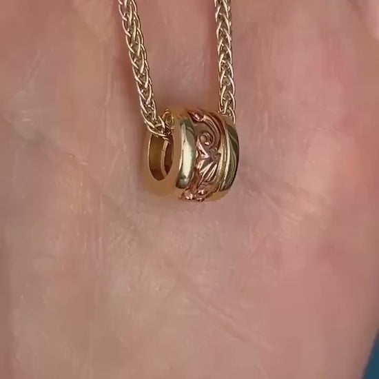 Vintage Clogau 9ct Gold Spacer Pendant Barrel Bead Charm Tree of Life Yellow and Rose Gold