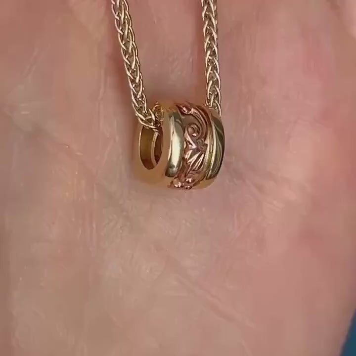 Vintage Clogau 9ct Gold Spacer Pendant Barrel Bead Charm Tree of Life Yellow and Rose Gold