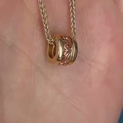 Vintage Clogau 9ct Gold Spacer Pendant Barrel Bead Charm Tree of Life Yellow and Rose Gold
