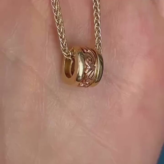 Vintage Clogau 9ct Gold Spacer Pendant Barrel Bead Charm Tree of Life Yellow and Rose Gold