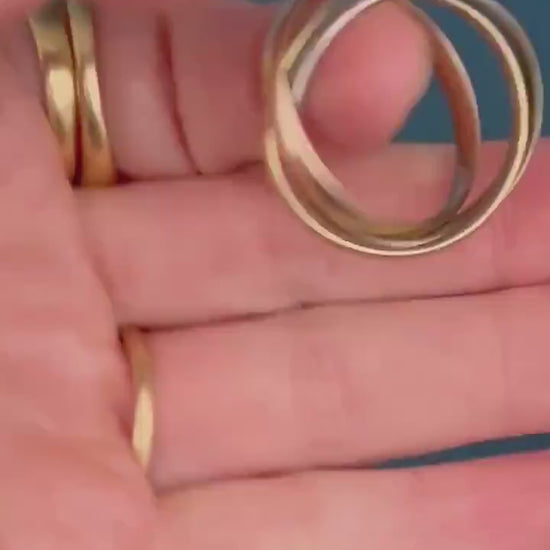 Mid century 1974 18ct gold tri colour russian band, size u / us 10 - Wedding Band