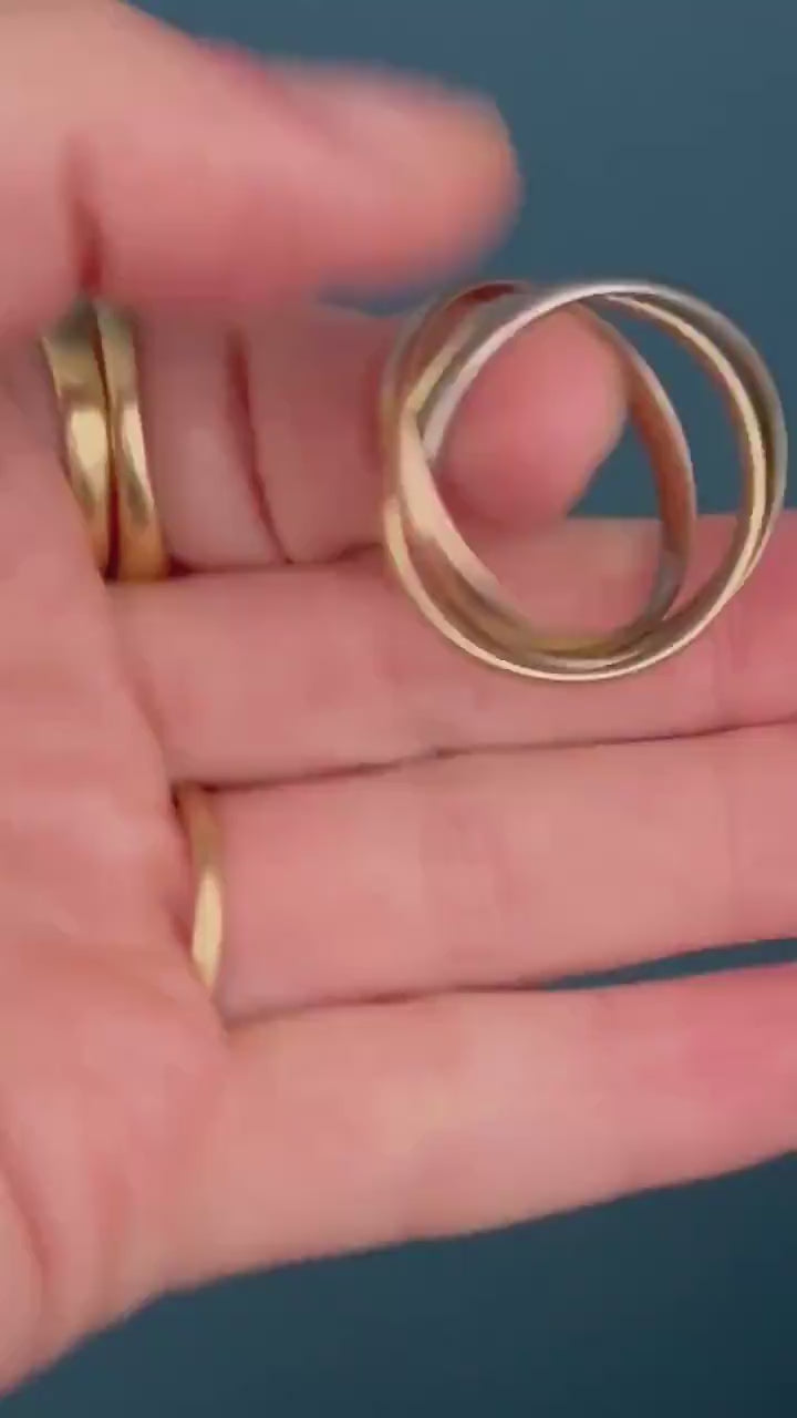Mid century 1974 18ct gold tri colour russian band, size u / us 10 - Wedding Band