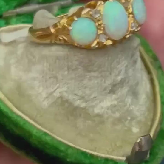 Edwardian Opal and Diamond Trilogy Ring UK N / US 7