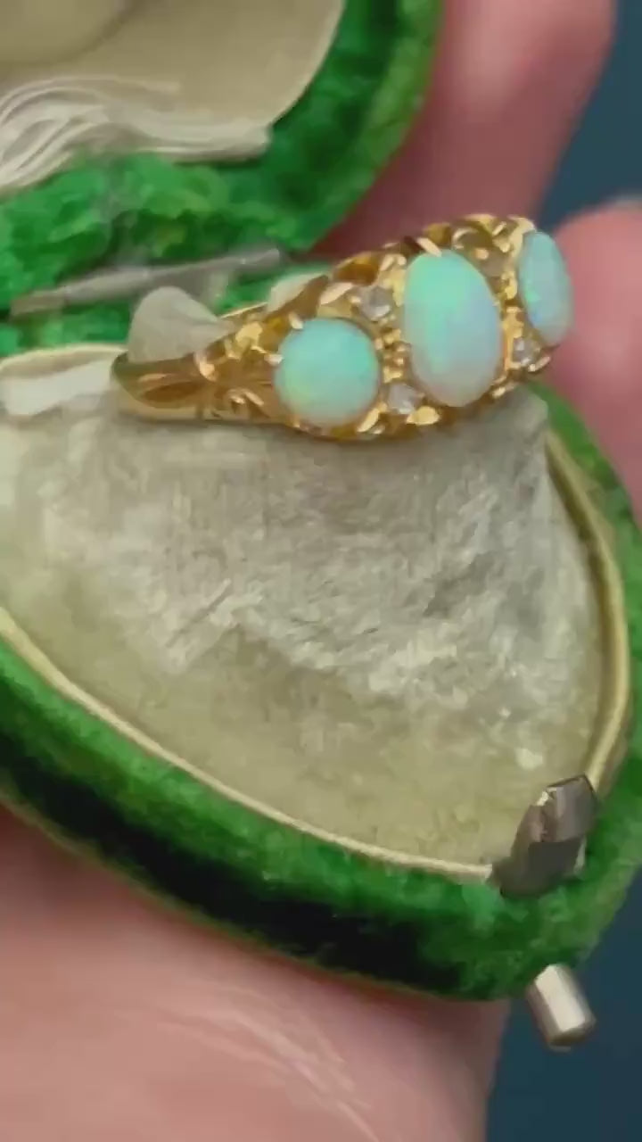 Edwardian Opal and Diamond Trilogy Ring UK N / US 7