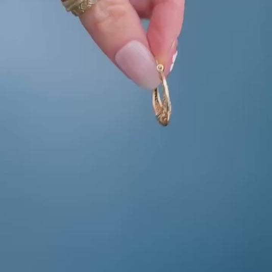 Vintage 9ct Gold Filigree Hoop Earrings | Medium Gold Hoops, Classic Retro Jewelry Gift, 9K Unusual Gold Earrings, Mid-Century Jewelry