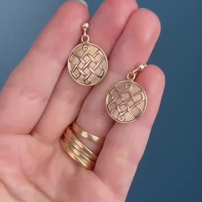 Vintage Clogau 9ct Gold Celtic Knot Earrings Drop - Lady Guinevere Collection