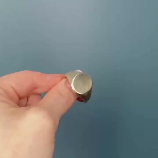 Vintage Heavy Signet Mens Ring 9ct Gold, Chunky Oval Plain Signet Classic Ring 9k, Estate Jewelry for Him - Size UK W / US 11