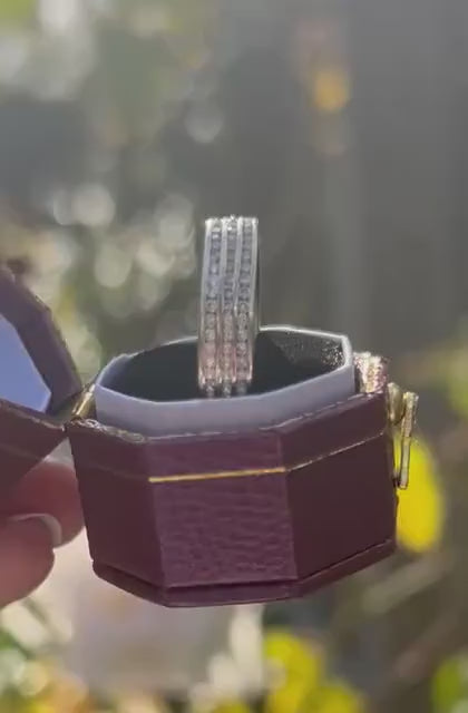 Vintage 18ct 750 Eternity Ring - Pave Real Diamonds White Gold Full Eternity Band /  Stacking Ring, Unusual Wedding Band Size O / 7.5