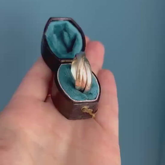 Vintage Russian Tri-Gold Wedding band 9ct Gold, 7mm Band Size UK O / US 7.5 9K England Assayed Jewelry