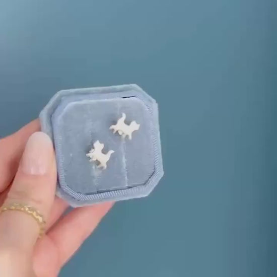 Cute Cat Stud Earrings Sterling Silver | Cute Kitty Earrings | Minimalist Cat Jewelry | Gift for Cat Lovers | Silver Cat Earrings for Women