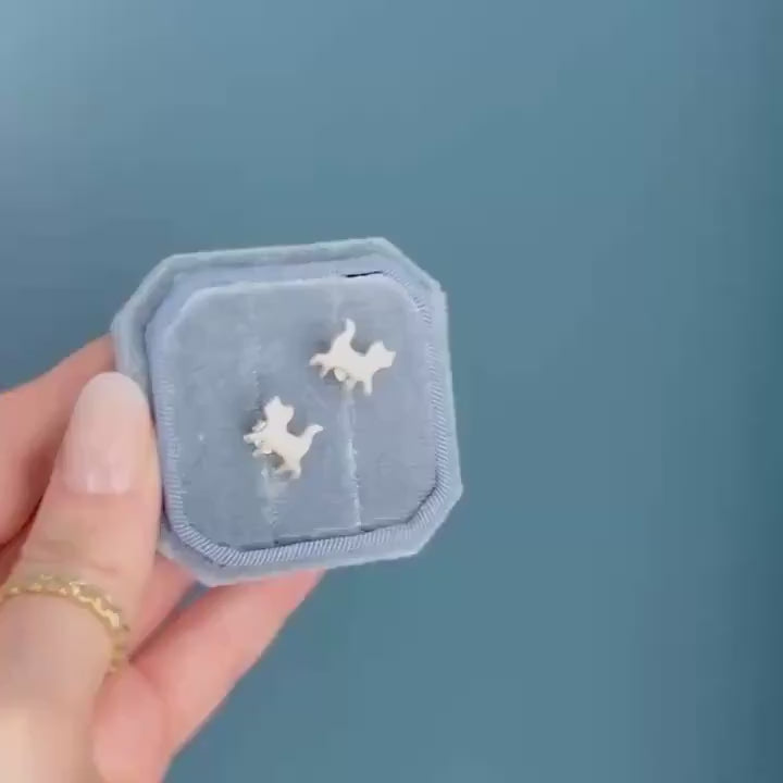 Cute Cat Stud Earrings Sterling Silver | Cute Kitty Earrings | Minimalist Cat Jewelry | Gift for Cat Lovers | Silver Cat Earrings for Women