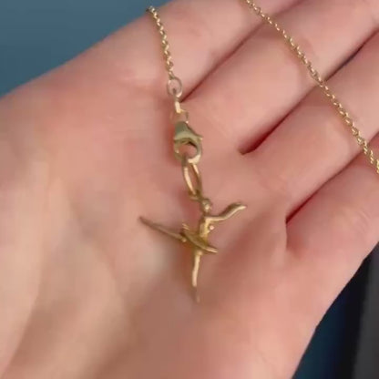 A Delightful Vintage 9ct Yellow Gold Dancing Ballerina Charm / Pendant 9k, Collectors Charm for Bracelet/Pendant 9k